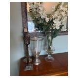 Elegant Home Decor Set with Candle Holders, and Floral Vase