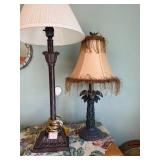 Vintage Table Lamps & Decorative Floral Mirror Set