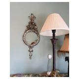 Vintage Table Lamps & Decorative Floral Mirror Set