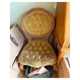 Two Identical Vintage Upholstered Chairs with Wooden Frame