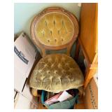 Two Identical Vintage Upholstered Chairs with Wooden Frame