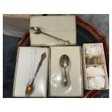 Vintage Silver Plated Spoon Set with Decorative Design and a set of napkin rings
