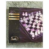 Studio Silversmiths 2-in-1 Crystal Chess & Checker Set