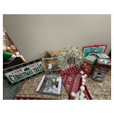 Festive Christmas Decoration Set with Sign, New Blanket, Tree Topper and 2 Wreath & Gift Boxes