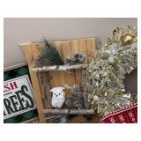 Festive Christmas Decoration Set with Sign, New Blanket, Tree Topper and 2 Wreath & Gift Boxes