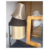 Set of 4 Neutral Colored Lamp Shades and Foot Stool - Assorted Sizes