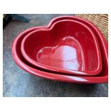 Heart-Shaped Baking Dishes, Woven Basket & Godiva Gift Box Set