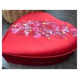 Heart-Shaped Baking Dishes, Woven Basket & Godiva Gift Box Set