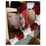Christmas Decoration Lot: Garland, Candles, Ornaments, Cards