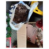 Christmas Decoration Lot: Garland, Candles, Ornaments, Cards