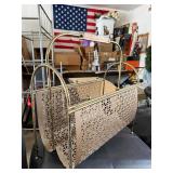 Vintage Metal Magazine Rack with Lattice Design