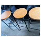 Set of 3 Wooden Bar Stools with Metal Frames