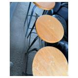 Set of 3 Wooden Bar Stools with Metal Frames