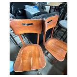 Pair of Vintage Wooden Chairs with Cut-Out Backs