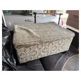 Vintage Patterned Fabric Storage Ottoman with Lid