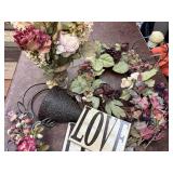 Home Decor Bundle: Artificial Floral Arrangements & Decorative Signs