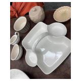 Vintage White Ceramic Dishware & Decorative Plate Set