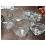 Assorted Glassware Lot - Bowls, Vases, Decorative Pieces