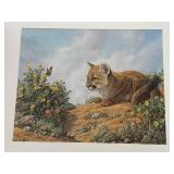 Limited Edition Framed Signed James Faulkner Lithograph Print Titled "Cougar Cub", 319/600