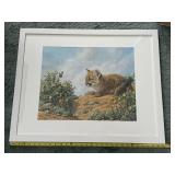 Limited Edition Framed Signed James Faulkner Lithograph Print Titled "Cougar Cub", 319/600