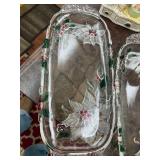 Decorative Household Lot: Glass Trays, Vanity Mirror, Sand Timer, Silver Bell