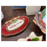 Festive Holiday Ceramic Dishes and Containers Set