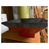Square Red and Black Wood Decorative Bowl