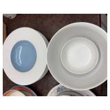 Entire Contents of the Cupboard Including Serving Pieces, Blue & White Porcelain Dinnerware Set with Glassware - Gravy Boat Included