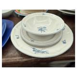 Entire Contents of the Cupboard Including Serving Pieces, Blue & White Porcelain Dinnerware Set with Glassware - Gravy Boat Included