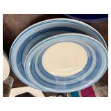 Entire Contents of the Cupboard Including Serving Pieces, Blue & White Porcelain Dinnerware Set with Glassware - Gravy Boat Included