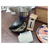 Sunbeam Vintage Electric Shaver, Vintage Looking Speaker & Accessories with Goren Bidding Wheel Discs, Petite Postal Scale