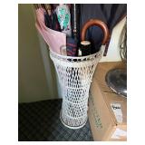 Shillelagh from Ireland with Wicker Umbrella Stand & Assorted Umbrellas incl Golf Umbrellas