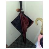 Shillelagh from Ireland with Wicker Umbrella Stand & Assorted Umbrellas incl Golf Umbrellas