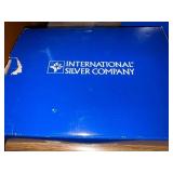 International Silver Crystal Candle Sticks Set of 3 & 9" Wire Basket with Stoneware Liner