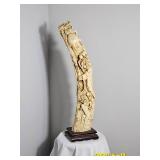 Chinese Shou Lao Deity Resin Faux Elephant Tusk Sculpture