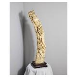 Chinese Shou Lao Deity Resin Faux Elephant Tusk Sculpture