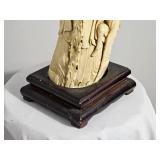 Chinese Shou Lao Deity Resin Faux Elephant Tusk Sculpture