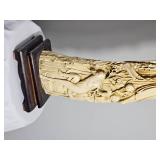 Chinese Shou Lao Deity Resin Faux Elephant Tusk Sculpture