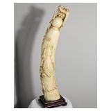 Chinese Shou Lao Deity Resin Faux Elephant Tusk Sculpture