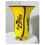Studio Art Glass Yellow Footed Vase