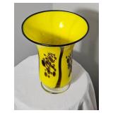 Studio Art Glass Yellow Footed Vase