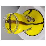 Studio Art Glass Yellow Footed Vase