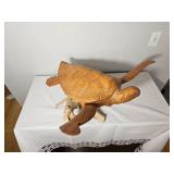 Hawaiian Teak Sea Turtle on Driftwood Base