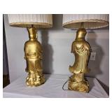 Guanyin and Confucius Gilt Regency Table Lamp