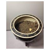 Black Floral Embossed Fish Bowl Planter