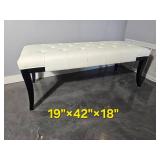 White Leather Tufted Entry Bench