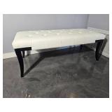 White Leather Tufted Entry Bench