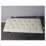 White Leather Tufted Entry Bench