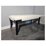White Leather Tufted Entry Bench