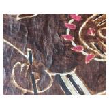 Framed African Batik Painting Tribal Men